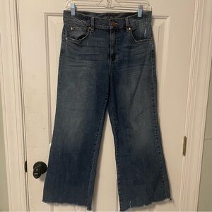 Level 99 Dark Blue Raw Hem Flare Jeans Size 28